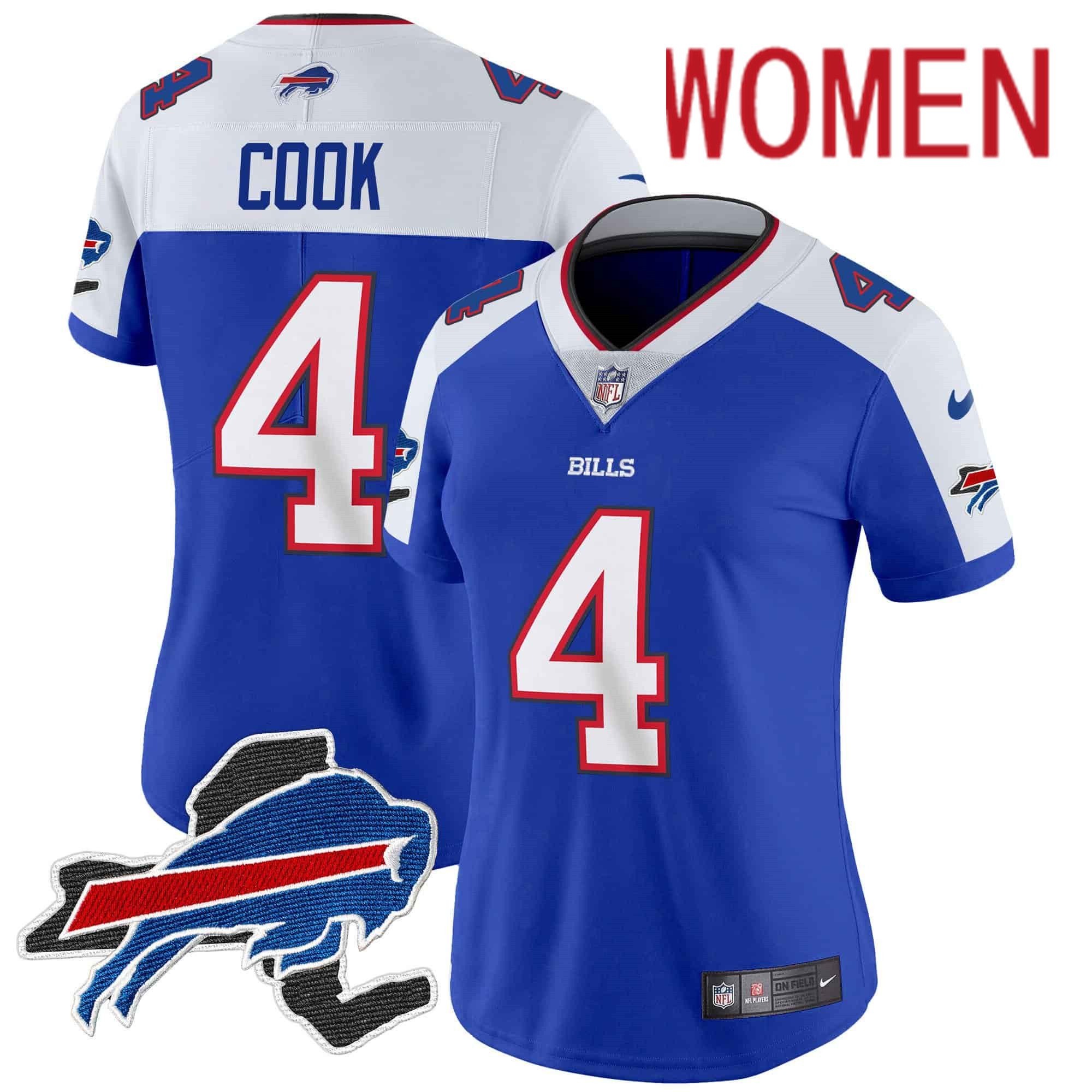 Women Buffalo Bills #4 Cook Blue 2024 Nike Patch Vapor Limited NFL Jersey